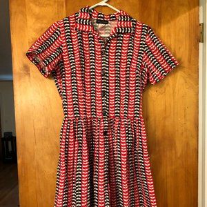 Bernie Dexter Dress Size Large Red/Black/White